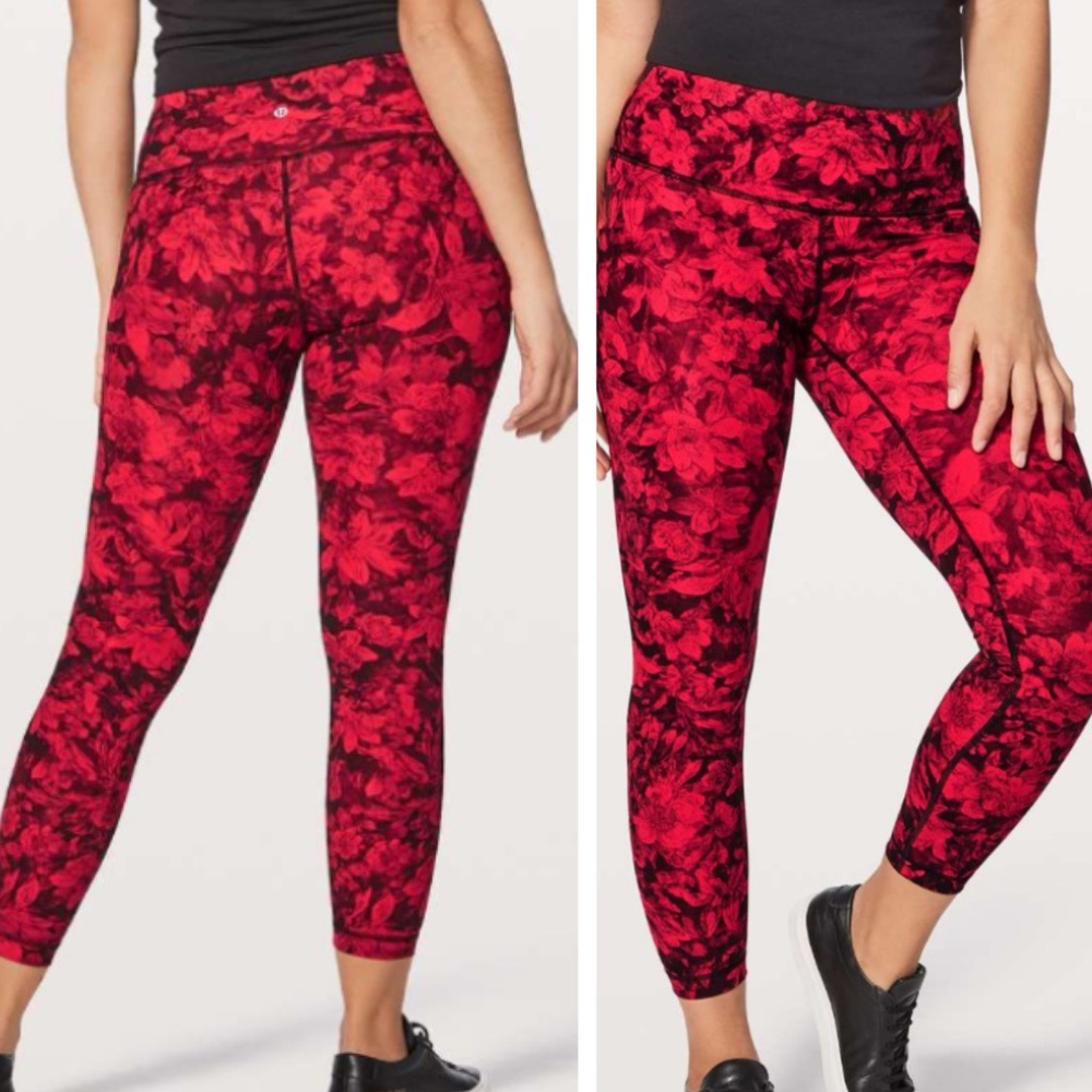 Lululemon Wunder Under Hi-Rise 7/8 Tight 25" Carminetrue Red Black. 4